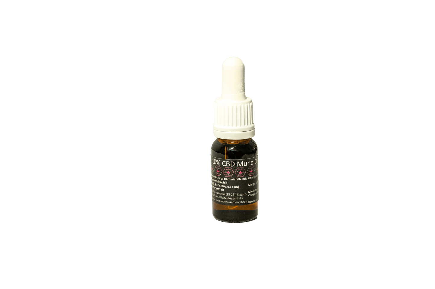 CBD Mund Öl Benedicium MTC 10% in einer Glasflasche mit Pipette. Hochwertiges, biologisch hergestelltes Mundöl aus der Schweiz für die tägliche Mundpflege.