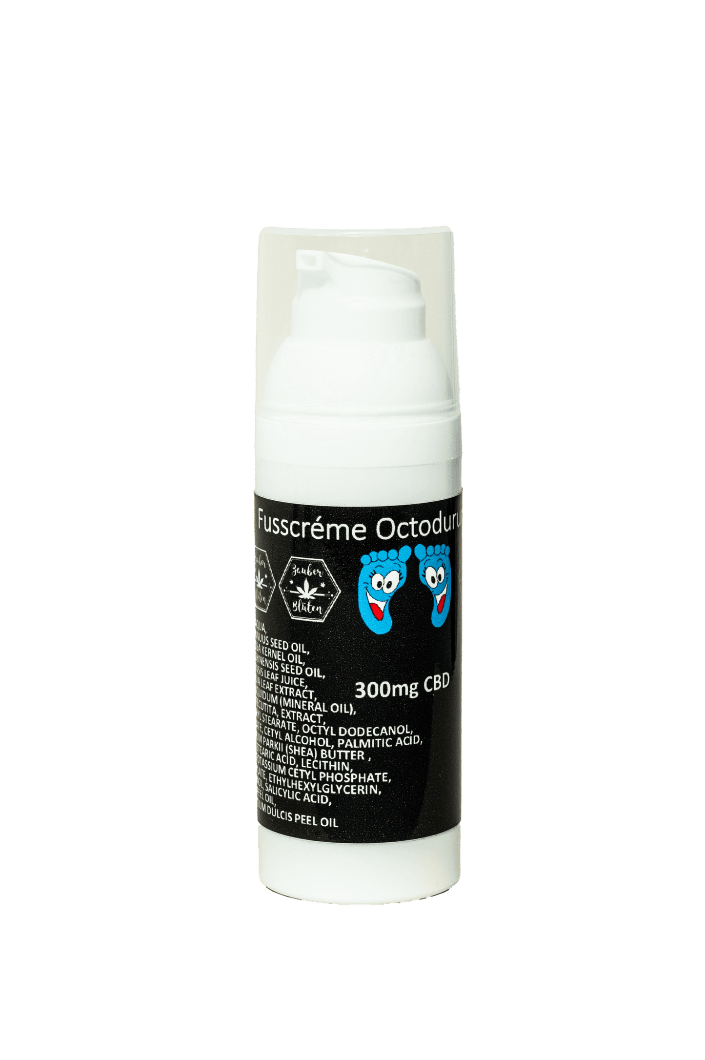 Fusscréme Octodurum 50ml mit 300mg CBD, schnell einziehende Pflege für geschmeidige Füße. Enthält Hanföl und natürliche Inhaltsstoffe.
